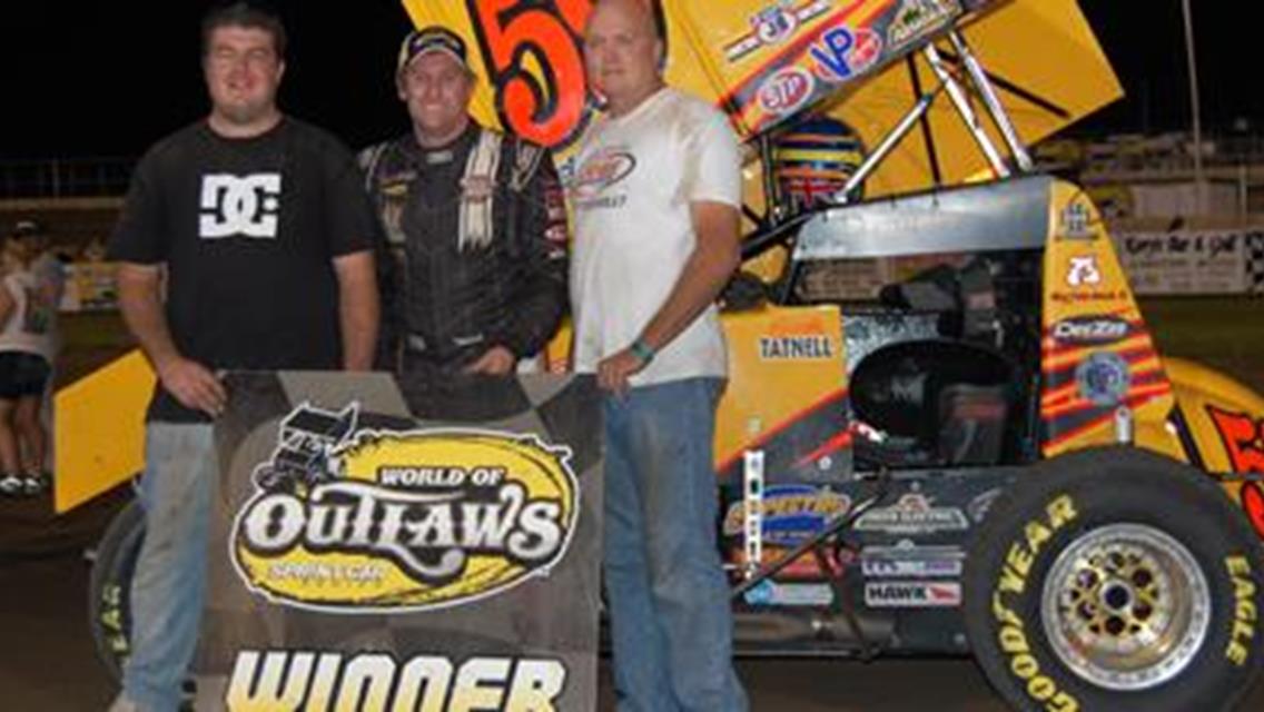 Two for Tatnell: Wins World of Outlaws Debut at Junction Motor Speedway In Front of Largest Crowd in Track History