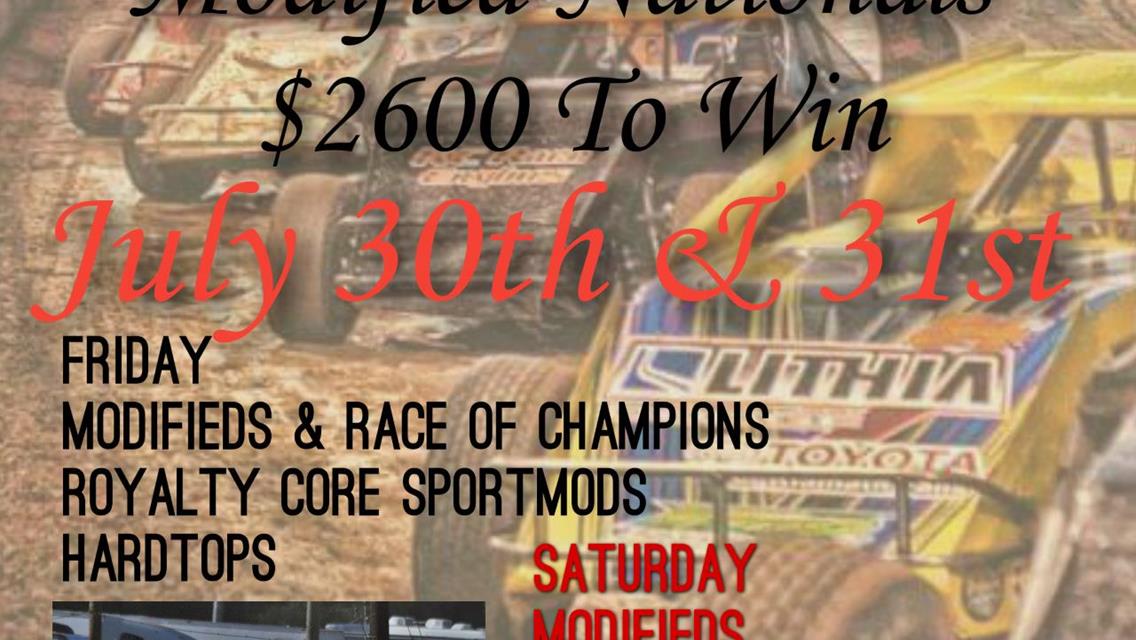 MARK HOWARD MEMORIAL MODIFIED NATIONALS JULY 30TH AND 31ST!!