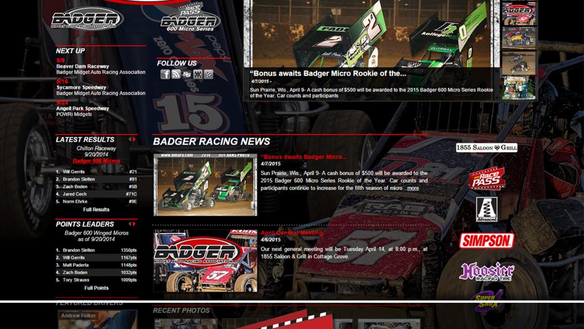 Driver Websites Builds New Website for Badger Midget Auto Racing Association