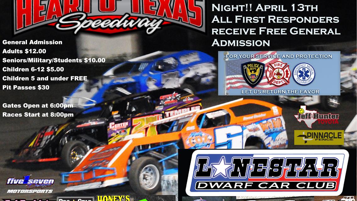 First Responders Night at the Speedway April 13th - Lone Star Dwarf Cars