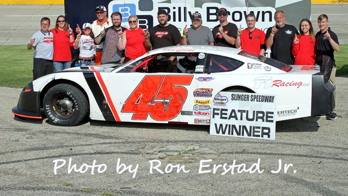 Rich Bickle and Dennis Prunty Split Twin 50-Lap Features at Slinger as Bickle Claims Overall Title