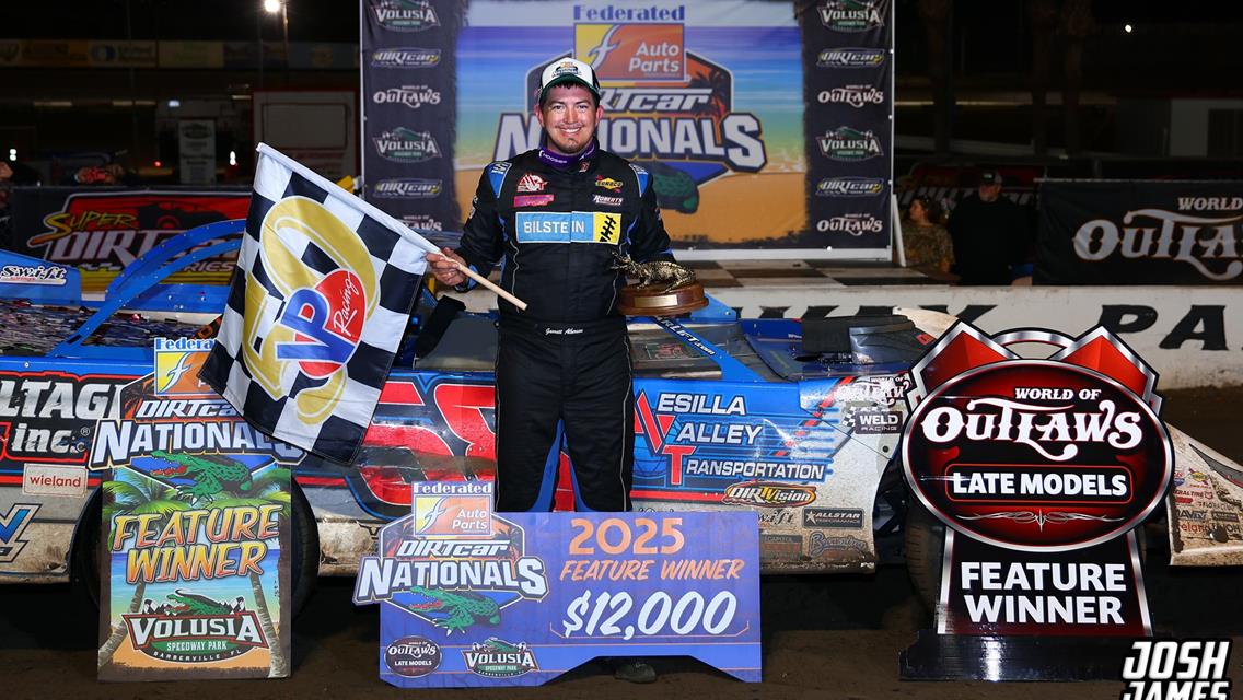 Volusia Speedway Park (De Leon Springs, FL) – World of Outlaw Late Model Series – DIRTcar Nationals – February 10th-15th, 2025. (Josh James Artwork)