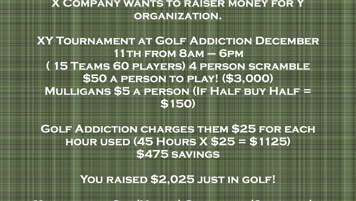 Raise some funds at Golf Addiction!