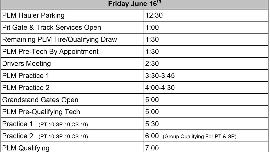 Schedule Set For Allen Turner Hyundai Pro Late Model 100 on June 16th.