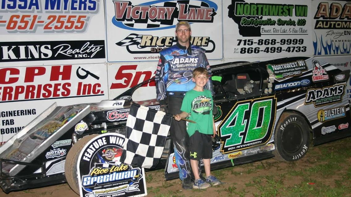 Adams Wins at Rice Lake Speedway and Eagle Valley Speedway