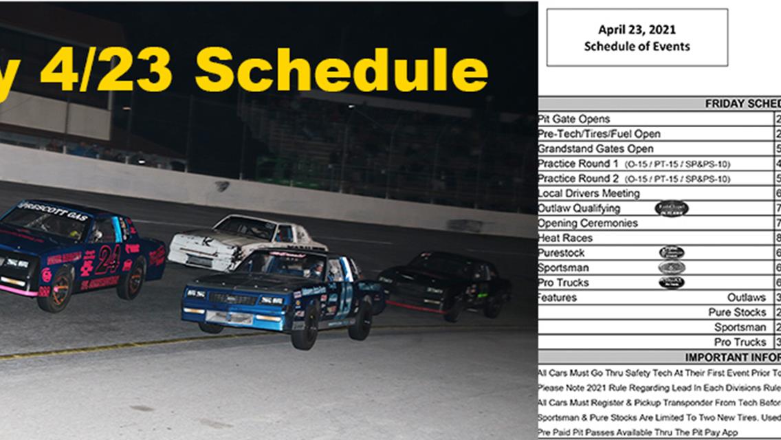 Schedule Set For Friday Racing