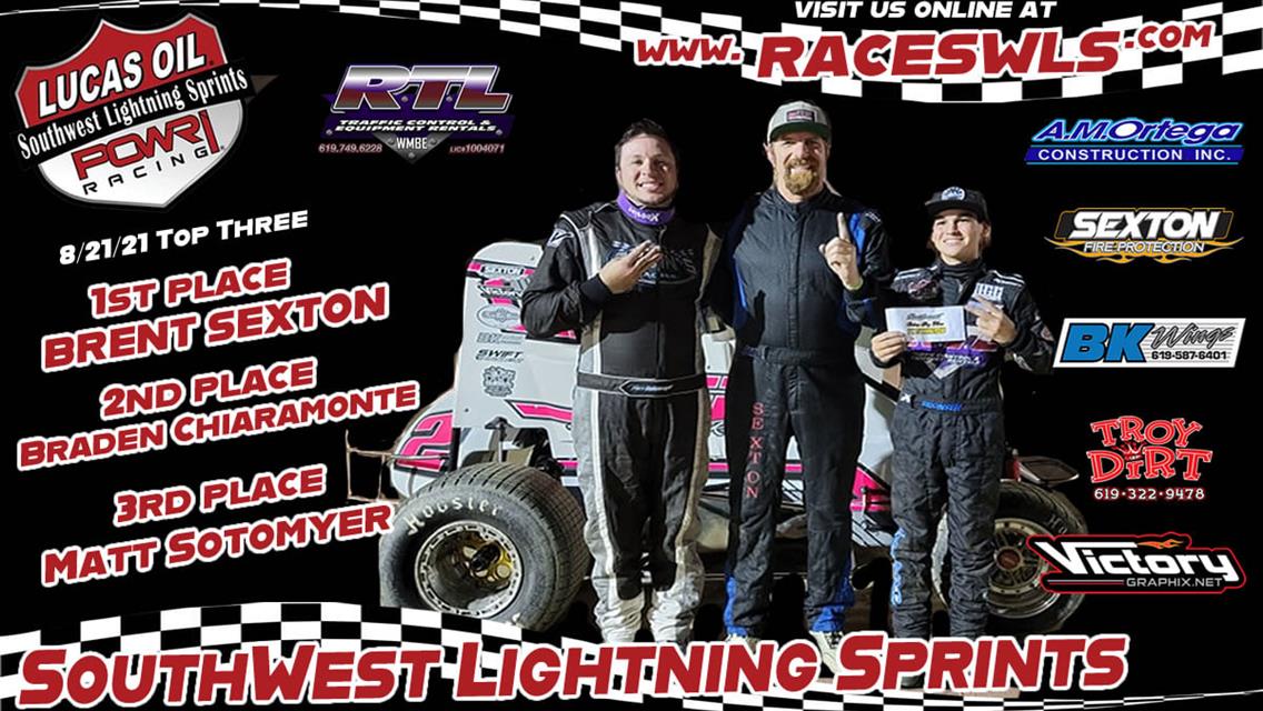 Brent Sexton Secures Wingless POWRi SWLS Feature Win at Barona Speedway