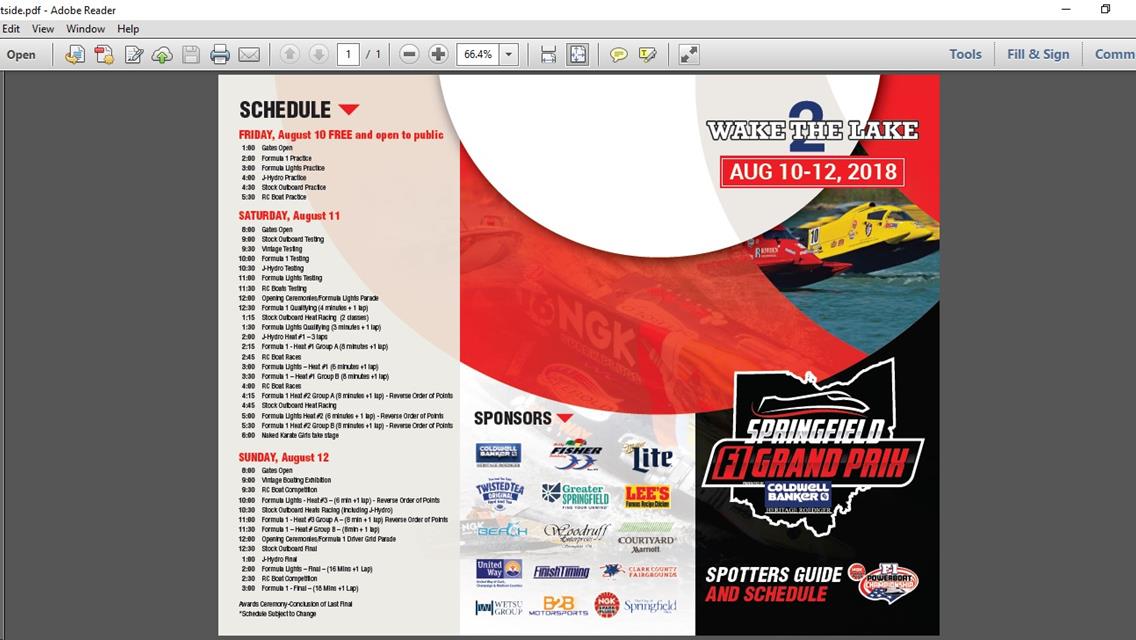 Spotters Guide and Schedule will be available at the Gates