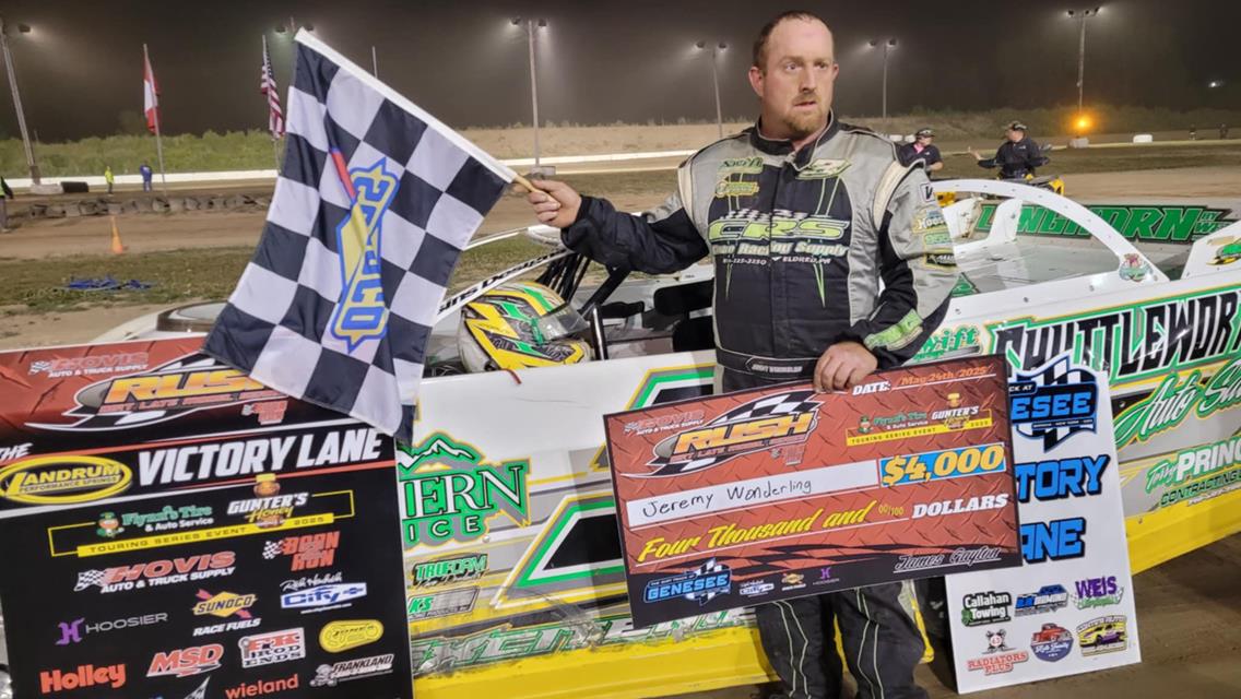JEREMY WONDERLING WINS A BARNBURNER IN FRONT OF A RAUCOUS GENESEE COUNTY FAIR CROWD FOR 2ND STRAIGHT $4,000 HOVIS RUH LATE MODEL FLYNN’S TIRE/GUNTER T