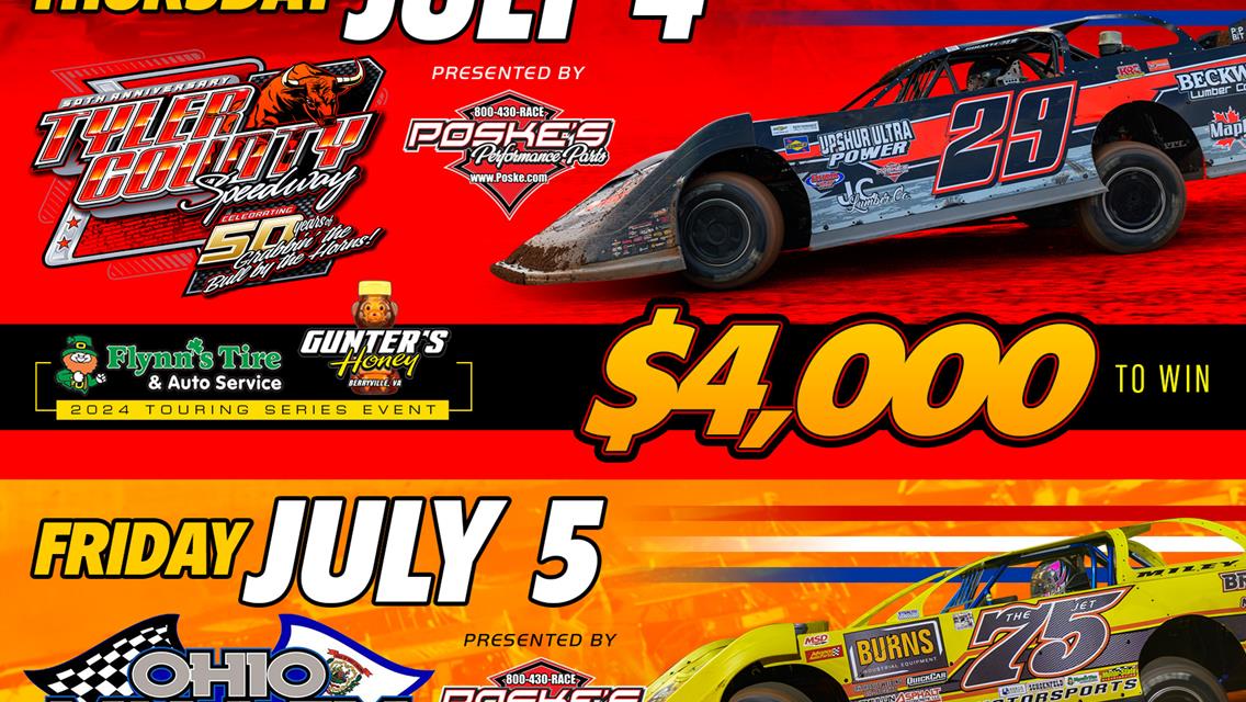 WEST VIRGINIA DOUBLEHEADER FOR HOVIS RUSH LATE MODEL FLYNN&#39;S TIRE/GUNTER&#39;S HONEY TOUR WITH TYLER COUNTY THURSDAY &amp; OHIO VALLEY FRIDAY PRESENTED BY POS