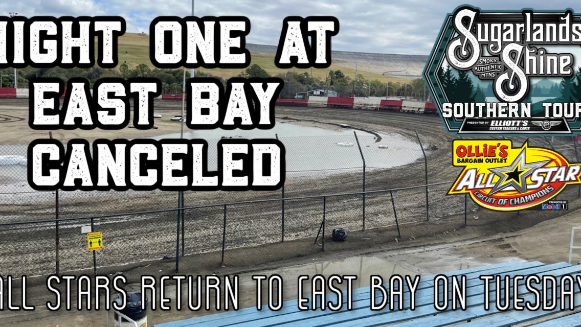 Heavy rain and overnight flooding forces East Bay Raceway Park to cancel Monday program