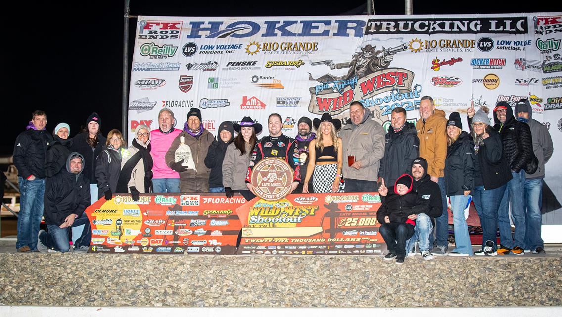 Bobby Pierce won the Rio Grande Waste Services Wild West Shootout Super Late Model finale and point title.
