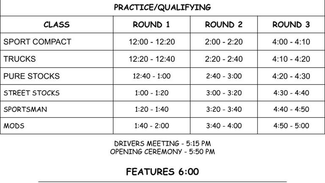 Championship Night Race Day Schedule