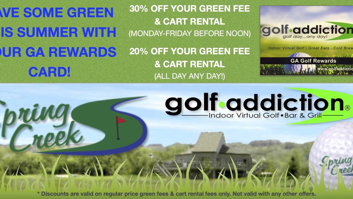 Discounted Rates at Spring Creek for Golf Addiction Reward Card Holders!
