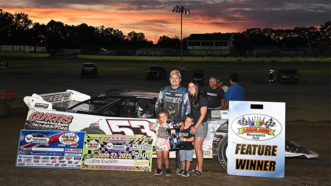 A last lap pass netted Colten Burdette a Valvoline American Late Model Iron-Man Series Late Model Mania Win at Limaland Motorsports Park on Friday, June 27.
