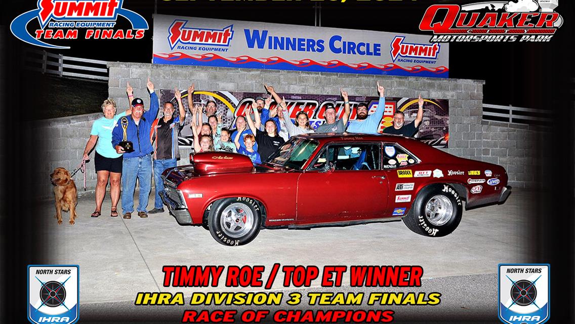 Roe, Pataki, Thompson, Sulkowski, Baehr are IHRA Division 3 Summit Team Finals Race of Champions Winners
