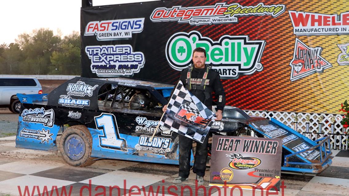 IMCA Sport Mod Rookie Coy Vlies cashes in at Outagamie Speedway.