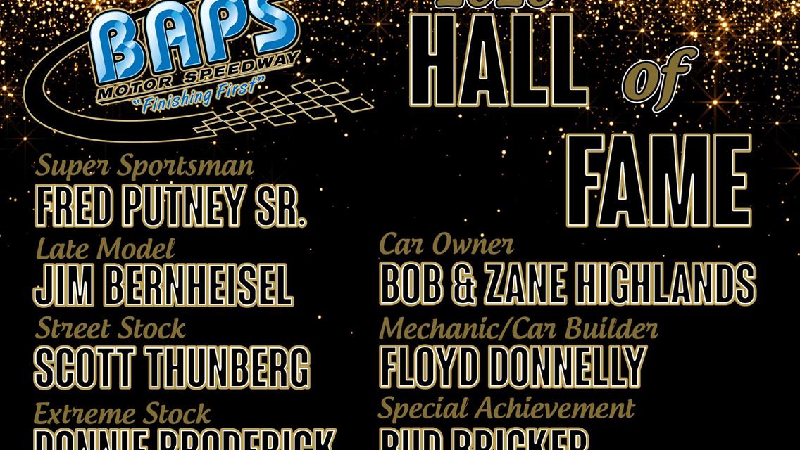 BAPS Motor Speedway Announces 2020 Hall of Fame Class