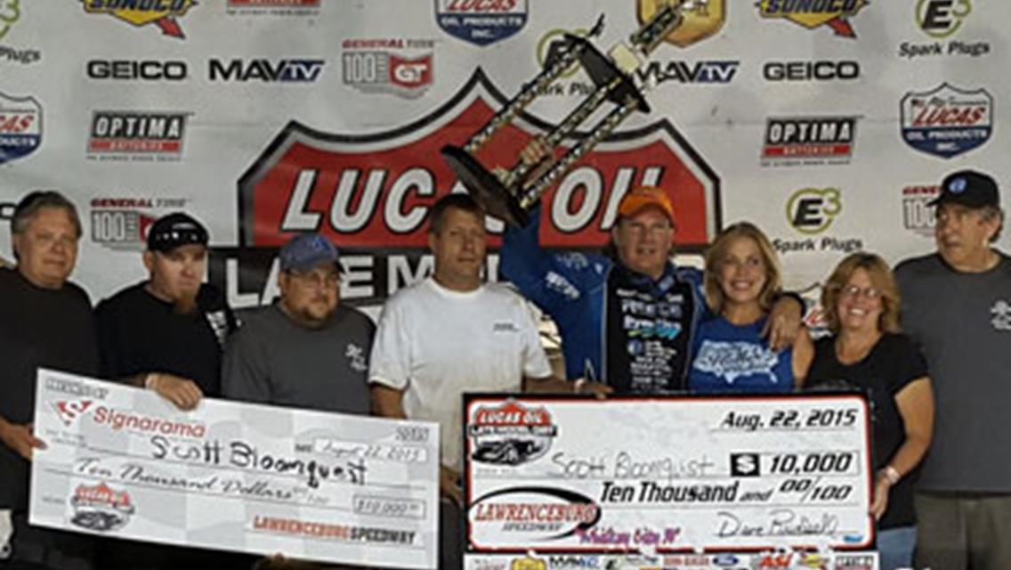 Bloomquist Wins “Whiskey City 50” at Lawrenceburg Speedway