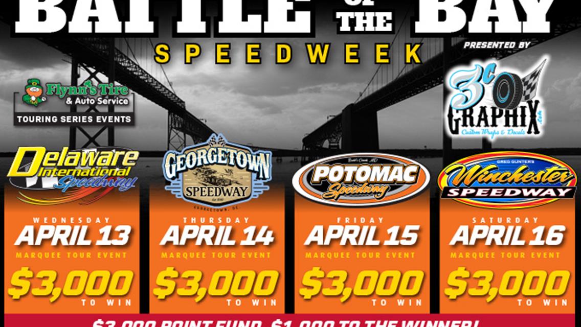 &quot;BATTLE OF THE BAY&quot; SPEEDWEEK PRESENTED BY 3C GRAPHIX TO KICKOFF 2022 HOVIS RUSH LATE MODEL FLYNN&#39;S TIRE TOUR WITH EVENTS APRIL 13-16 AT DELAWARE, GEO