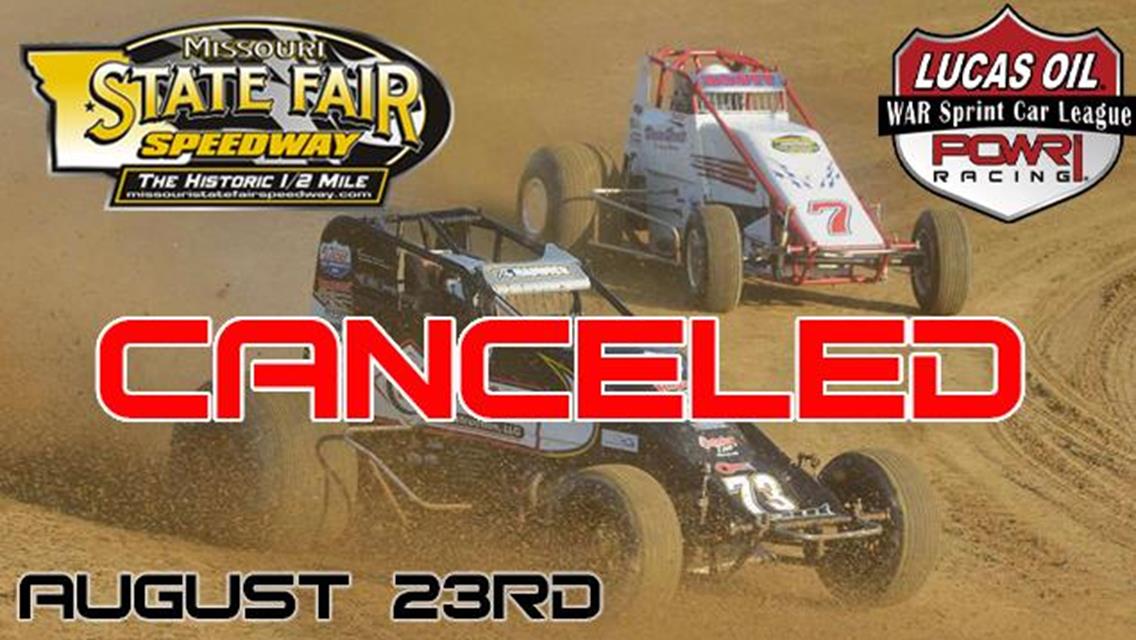 Missouri State Fair Canceled, POWRi WAR Race Included