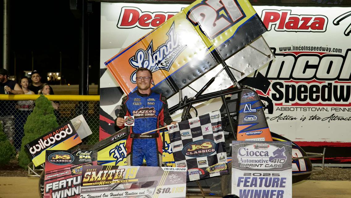 WAGAMAN WINS THRILLING STEVE SMITH TRIBUTE AT LINCOLN SPEEDWAY; Wolf Wires the Field for $1,500 Victory in 358 Sprint Car Feature