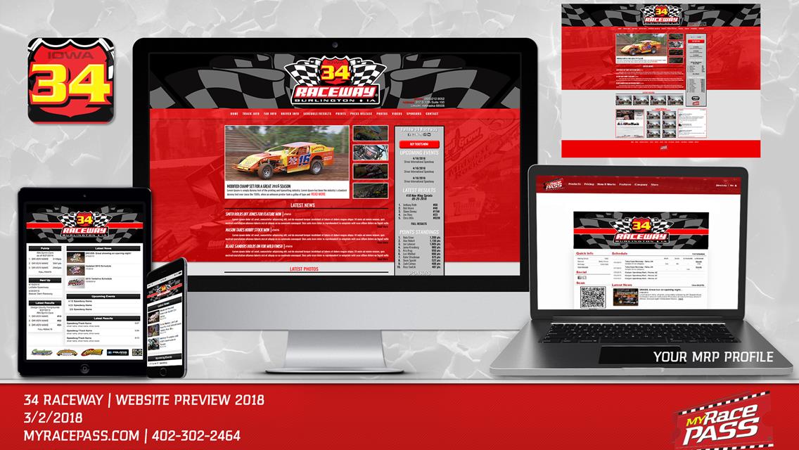 MyRacePass Develops Track Website for 34 Raceway