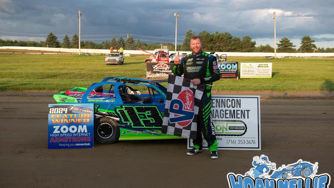 Nate Koson Trades Helmet for Microphone at The Dirt Track at Genesee