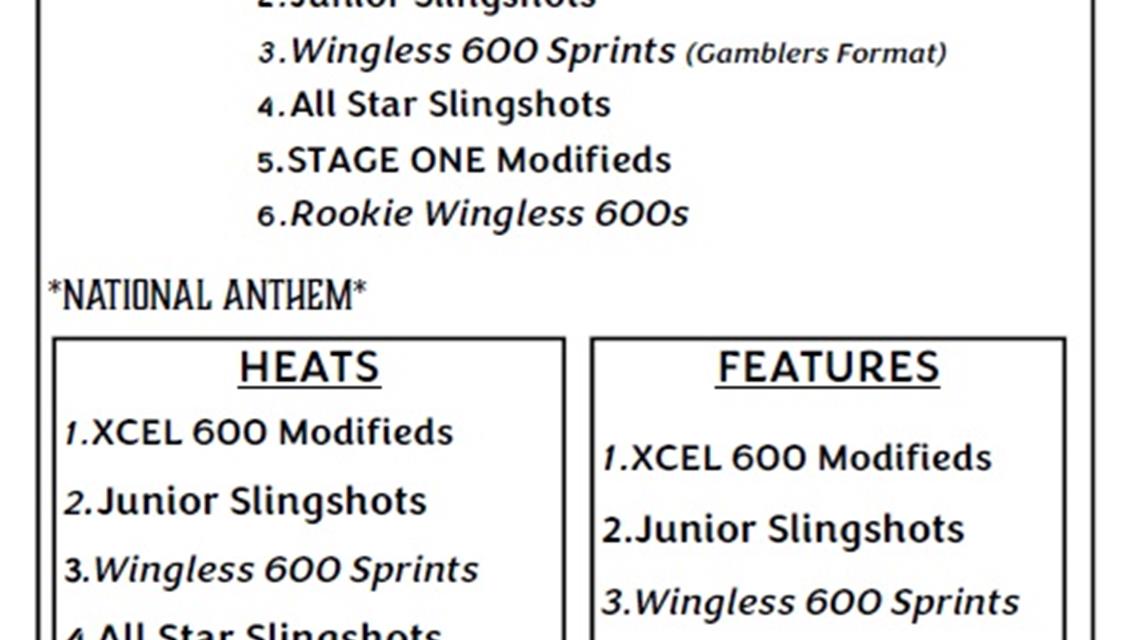 9/7/24 Wingless 600 Sprints Gamblers $500/All General Admission $5