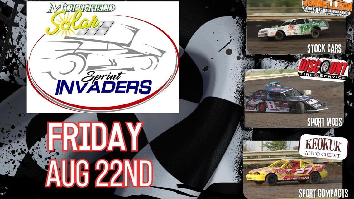 Lee County Speedway Friday for Mohrfeld Solar Sprint Invaders!
