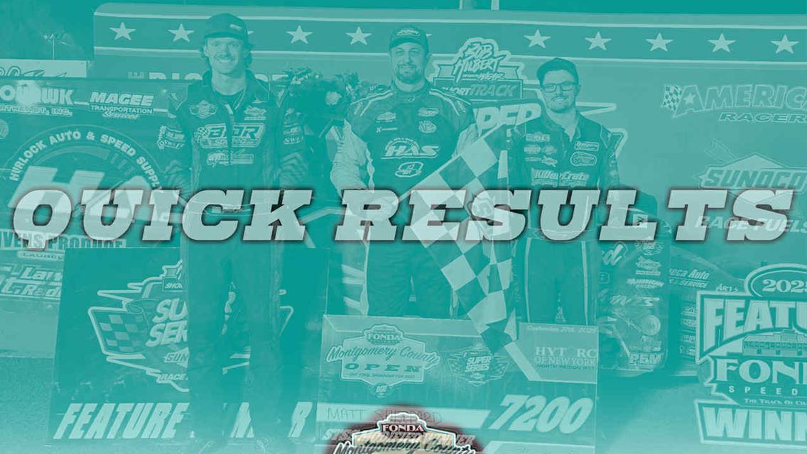 ‘MONTGOMERY COUNTY OPEN’ RESULTS SUMMARY – FONDA SPEEDWAY SEPTEMBER 27, 2025