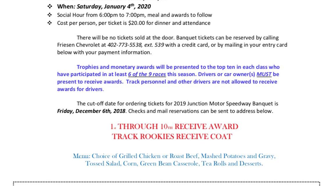 2019 Banquet Registration