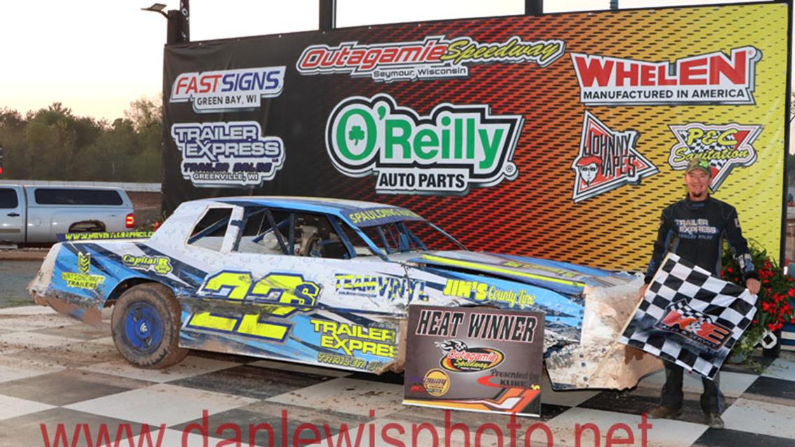 IMCA Sport Mod Rookie Coy Vlies cashes in at Outagamie Speedway.