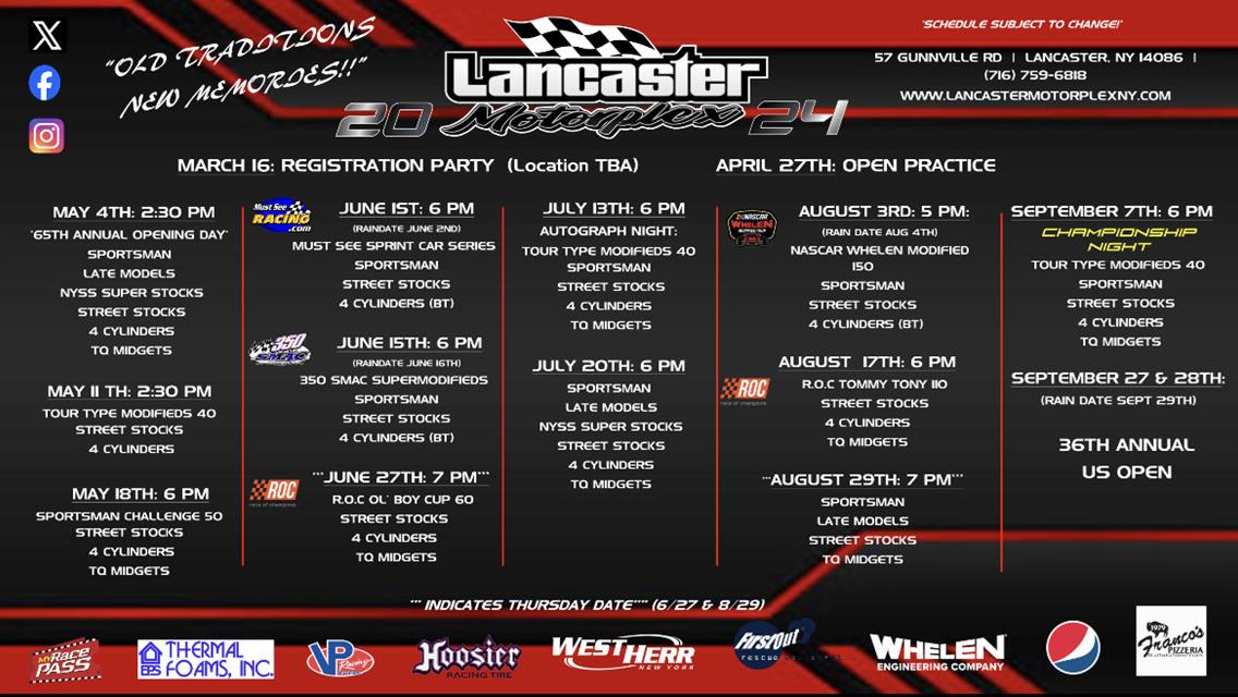 Lancaster Motorplex Releases 65th Season Schedule