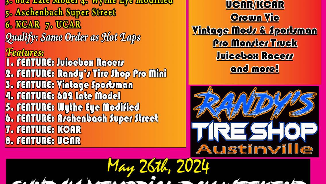 Randy&#39;s Tire Shop Schedule of Events