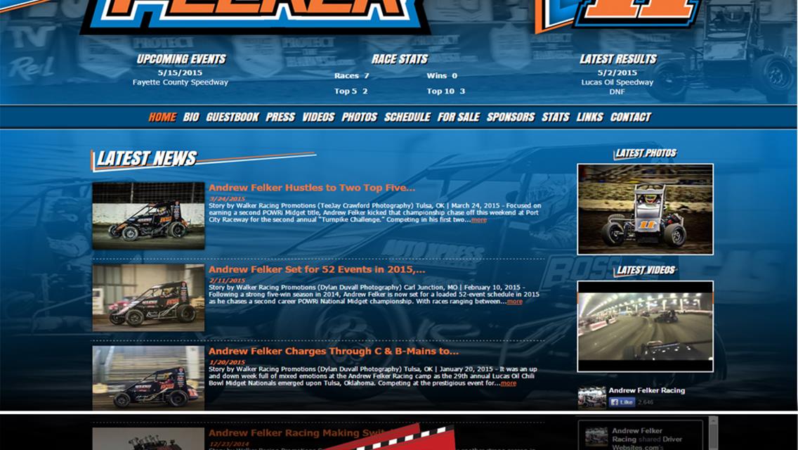 Driver Websites Revamps Website for Andrew Felker Racing