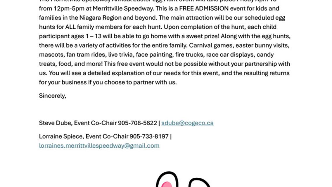 EASTER HUNT RETURNS TO MERRITTVILLE SPEEDWAY