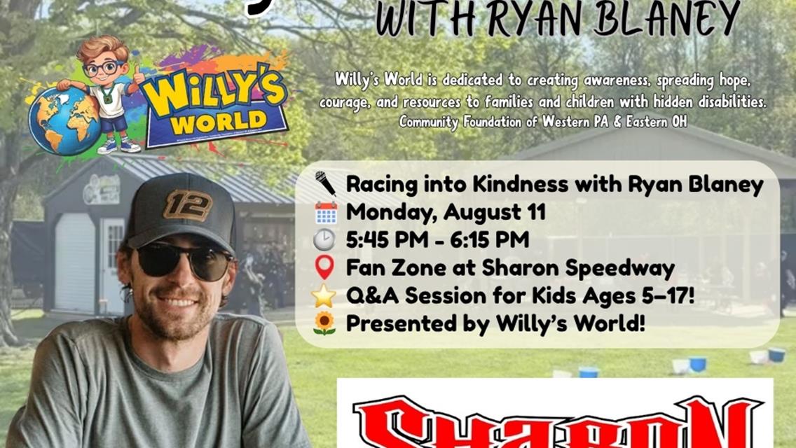 Q&amp;A SESSION WITH NASCAR CUP RACER RYAN BLANEY PART OF “STEEL VALLEY 75” ON MONDAY, AUGUST 11 AT SHARON