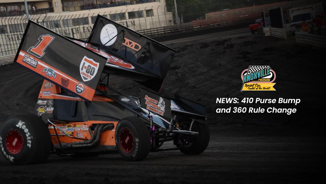 Knoxville Raceway Increases 410 Purse and Introduces Rule Change for 360 Engines in 2025