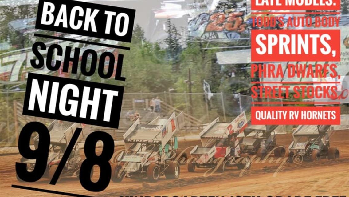 BACK TO RACING WITH BACK TO SCHOOL NIGHT SEPT 8TH AT COTTAGE GROVE SPEEDWAY!
