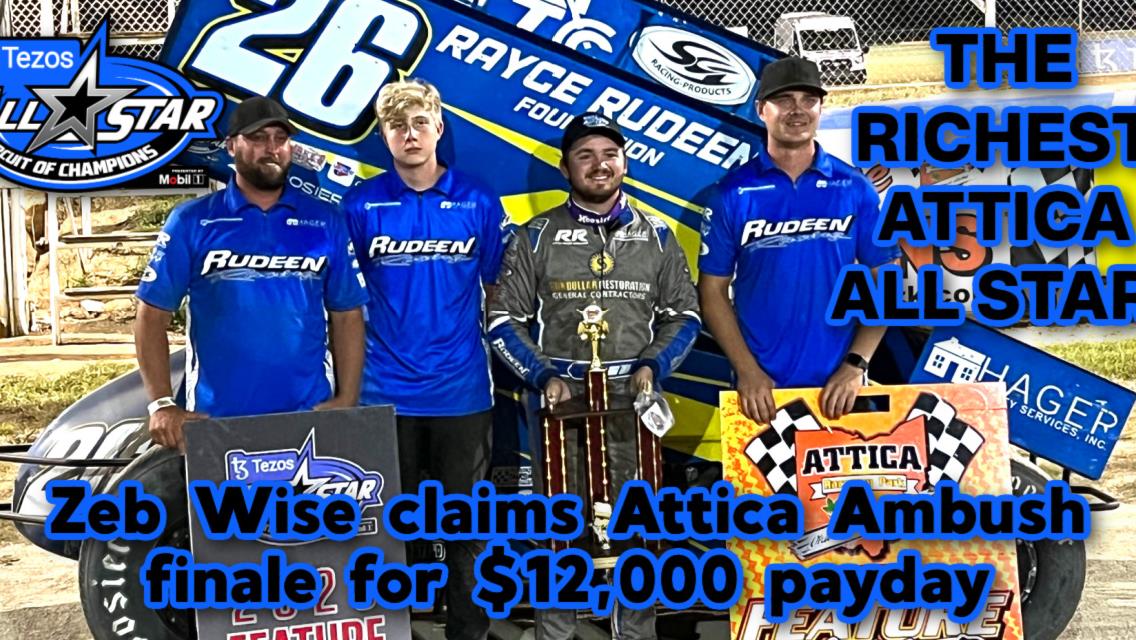 Zeb Wise claims Attica Ambush finale for $12,000 payday