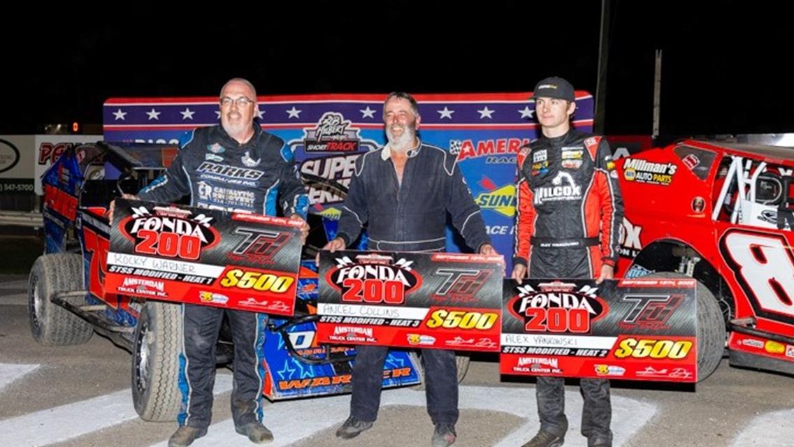 FONDA 200 QUALIFYING HEAT RACE WINS GO TO WARNER, YANKOWSKI, AND COLLINS WHILE THE PRO STOCKS WERE THE RACE OF THE NIGHT WITH JOSLIN THE RACE WINNER