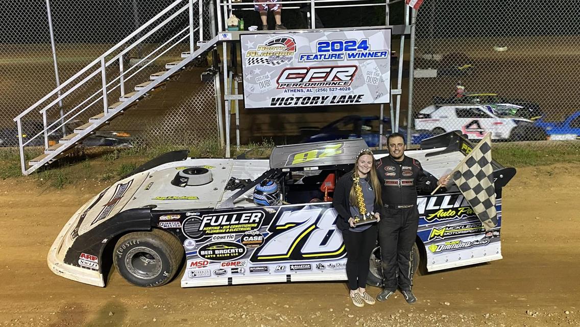 Matthew Brocato smiles big after his win at North Alabama Speedway on May 4.