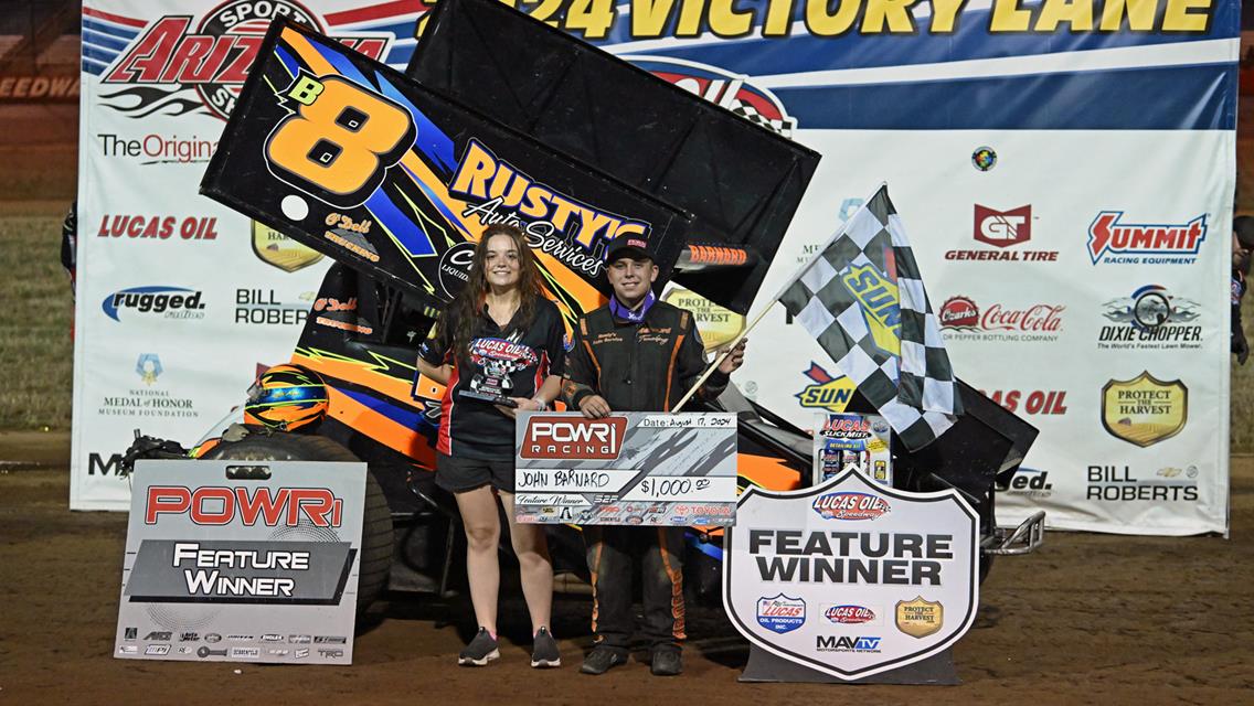 John Barnard Victorious in POWRi 305 Sprint Series Feature at Lucas Oil Speedway