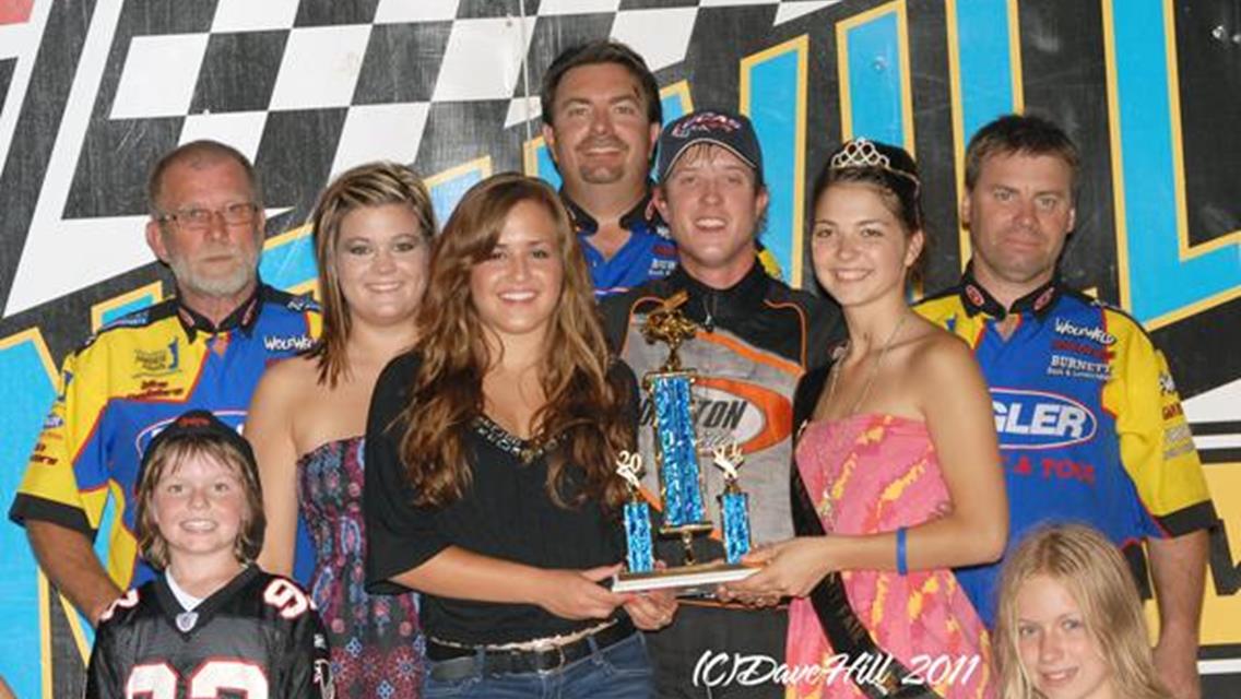 Mark Burch Motorsports #1m team in Victory Lane at Knoxville. Smile Dad!