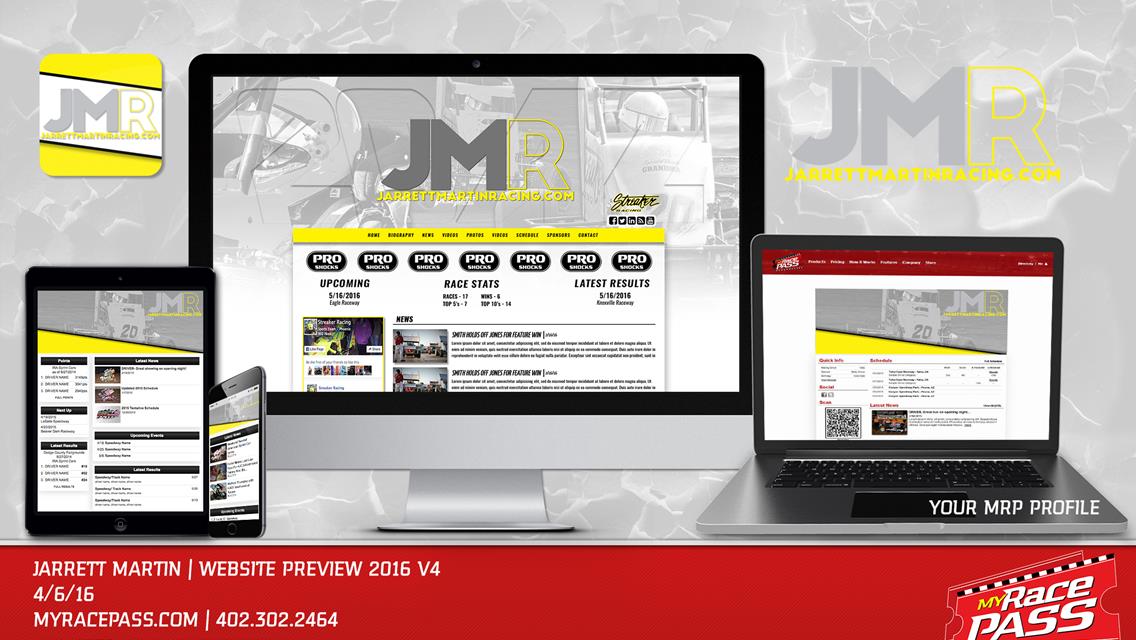MyRacePass Creates Pro Platinum Package for Jarrett Martin Racing