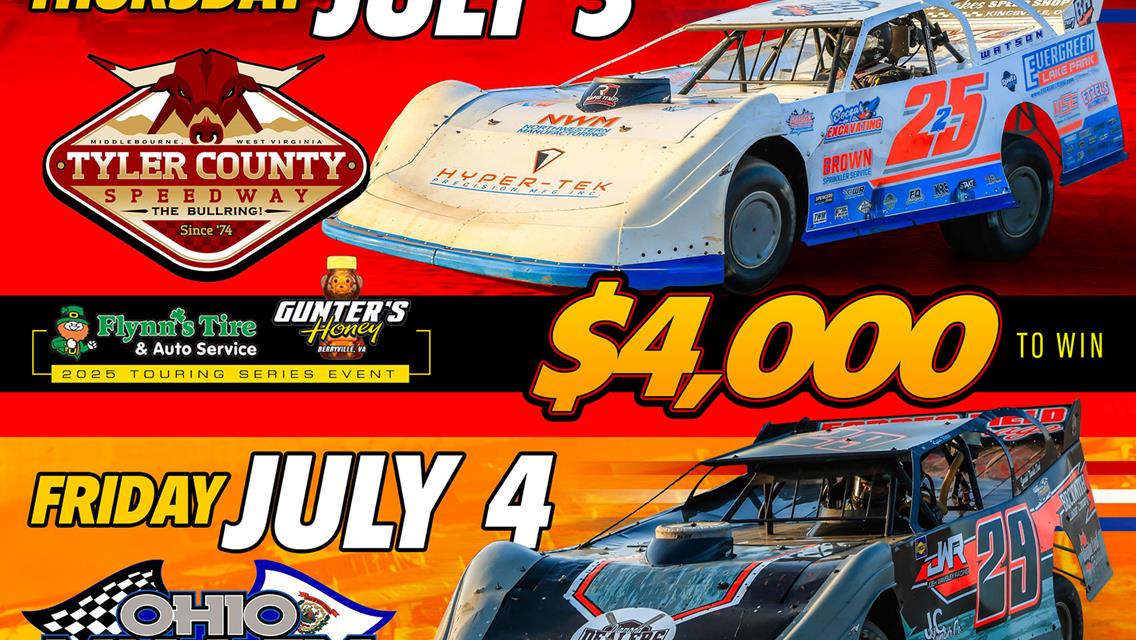 WEST VIRGINIA HOLIDAY DOUBLEHEADER FOR HOVIS RUSH LATE MODEL FLYNN&#39;S TIRE/GUNTER&#39;S HONEY TOUR WITH TYLER COUNTY THURSDAY &amp; 1ST EVER APPEARANCE AT OHIO
