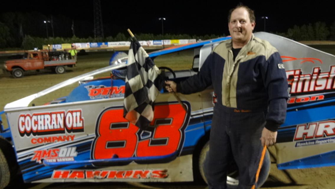 DALE HAWKINS INHERITS LEAD FROM SON THEN WINS IN MODIFIEDS