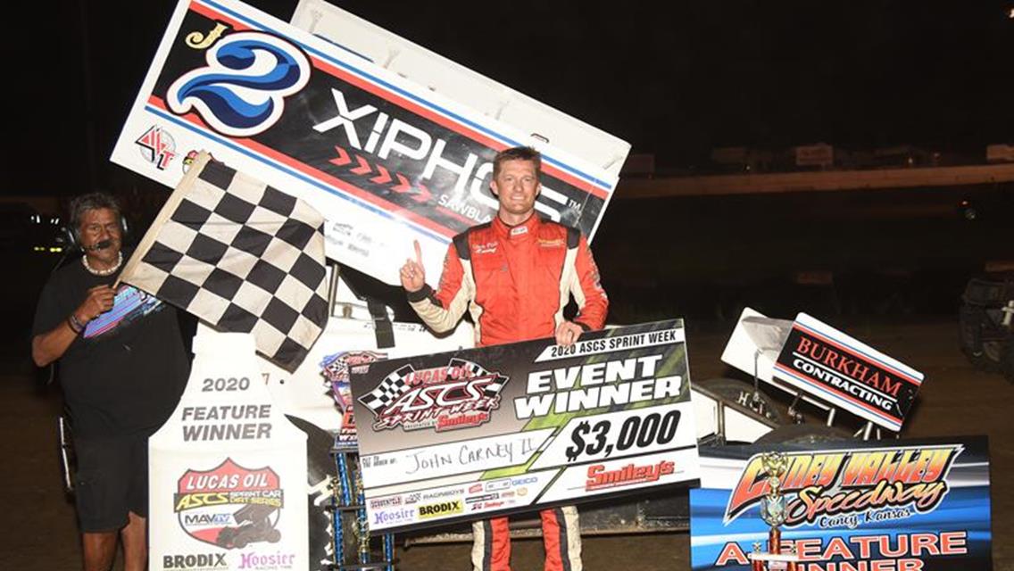 Carney II Claims ASCS Sprint Week Race at Caney Valley and Places Fifth in Event Standings