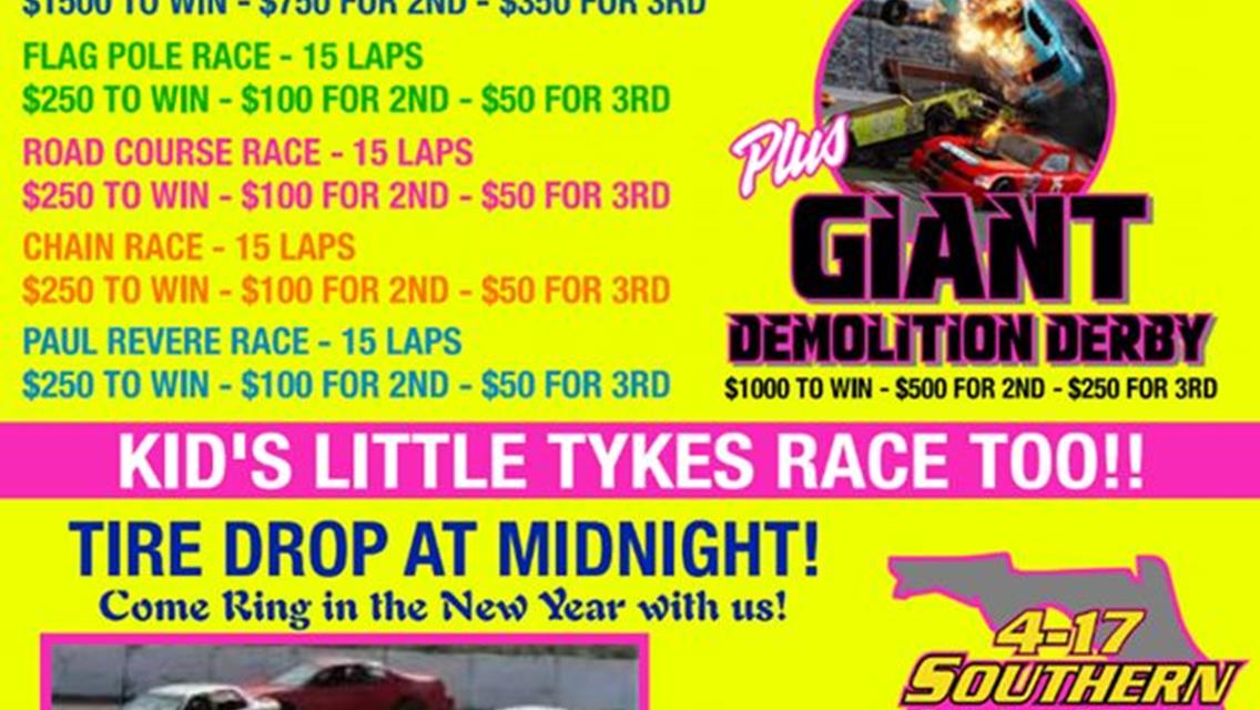 New Years Eve Demo Derby &amp; More at 4-17 Southern Speedway